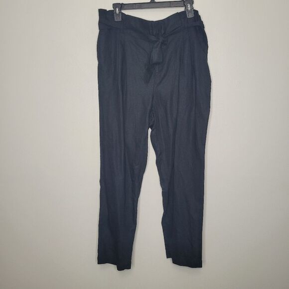 Loft black linen cotton blend coastal casual pants size large NWT - Picture 1 of 8